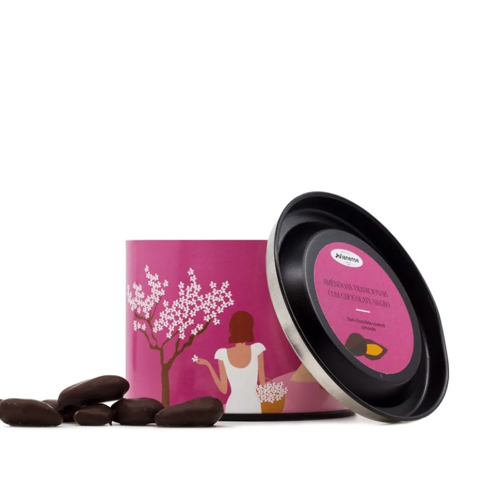 Amandes grillées enrobées de chocolat noir