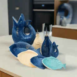 Assiette creuse en forme de Poisson 25cm - Bleue