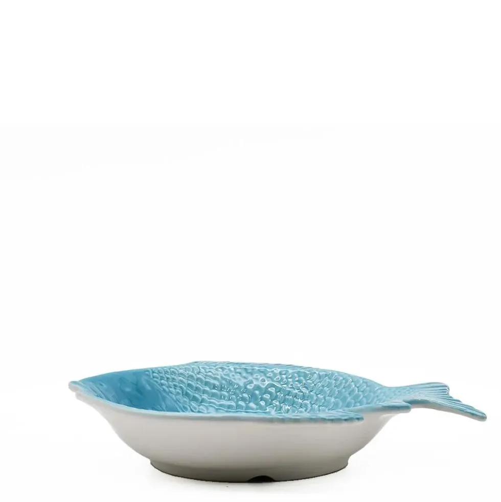 Assiette creuse en forme de Poisson 25cm - Turquoise
