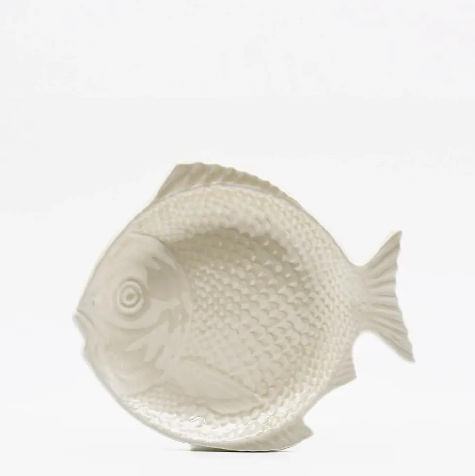 Assiette creuse en forme de Poisson 25cm - Blanc cassé