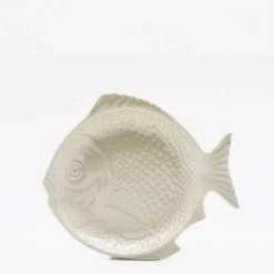 Assiette creuse en forme de Poisson 25cm - Blanc cassé