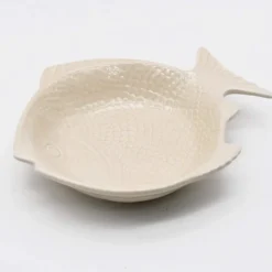 Assiette creuse en forme de Poisson 25cm - Blanc cassé