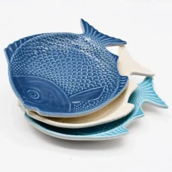 Assiette creuse en forme de Poisson 25cm - Blanc cassé