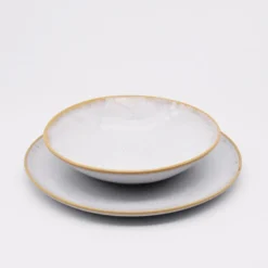 Assiette creuse en grès "Amazonia" Blanche