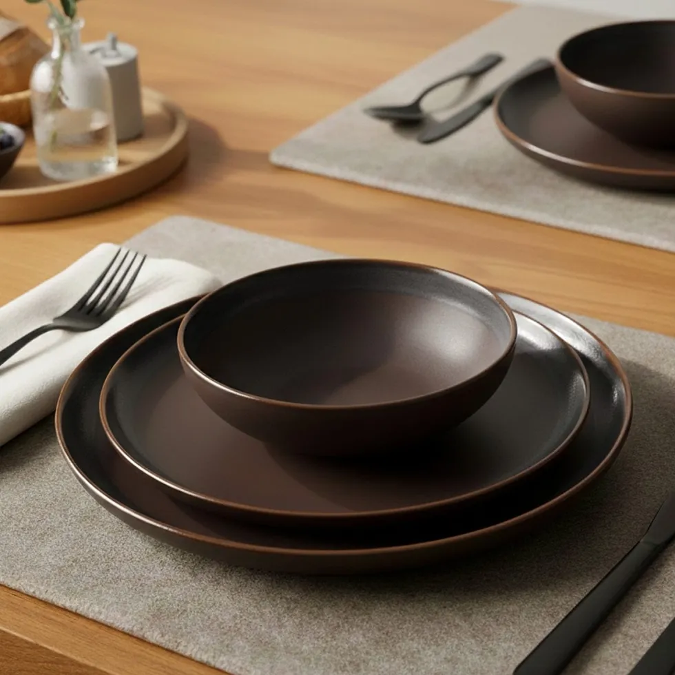 Assiette creuse en grès "Café" - 22cm