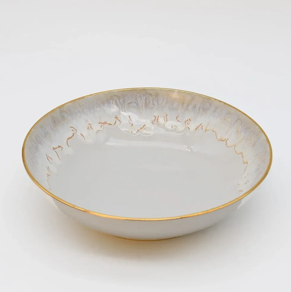 Assiette creuse en grès 21cm "Taormina" - Dorée