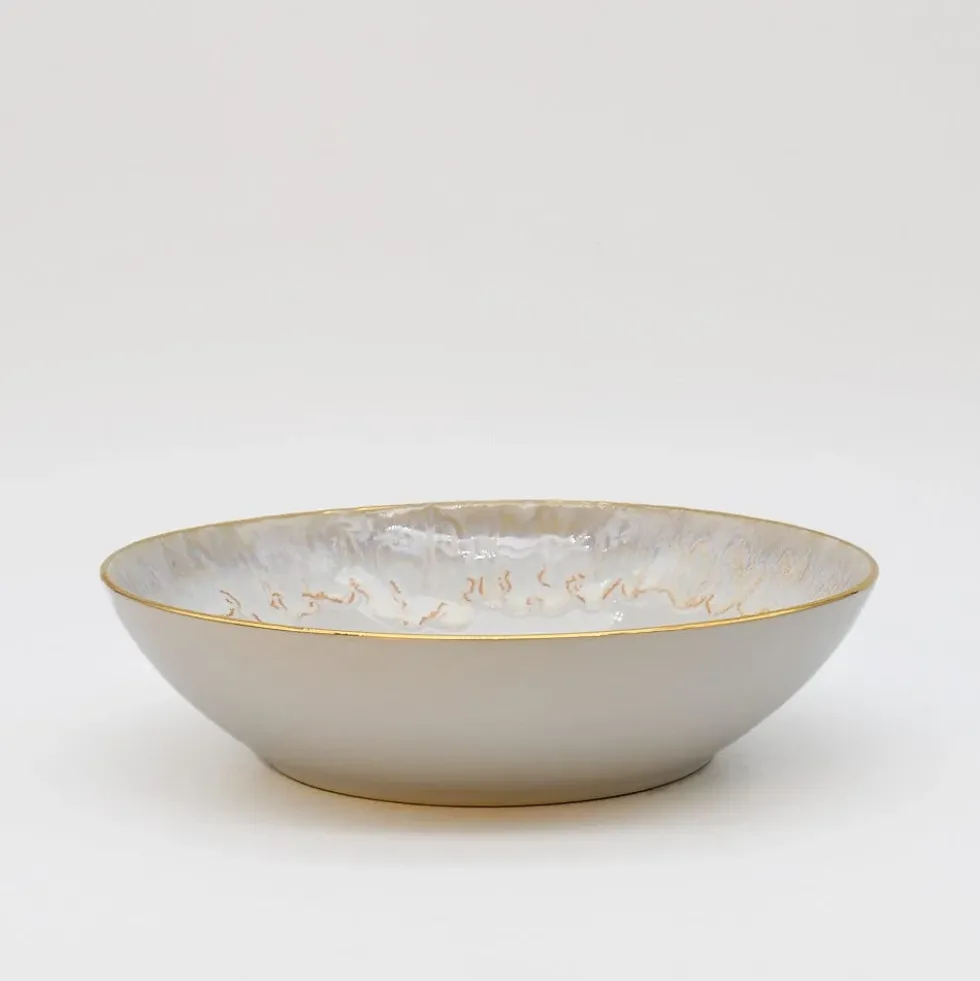 Assiette creuse en grès 21cm "Taormina" - Dorée