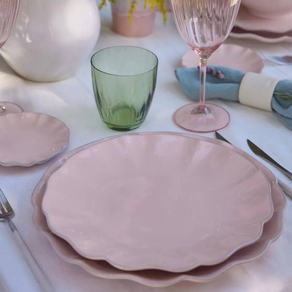 Assiette creuse en grès fin "Rosa" - Rose