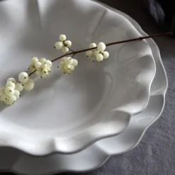 Assiette creuse en grès fin "Rosa" - Blanc