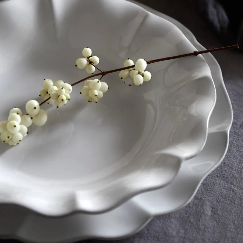 Assiette creuse en grès fin "Rosa" - Blanc