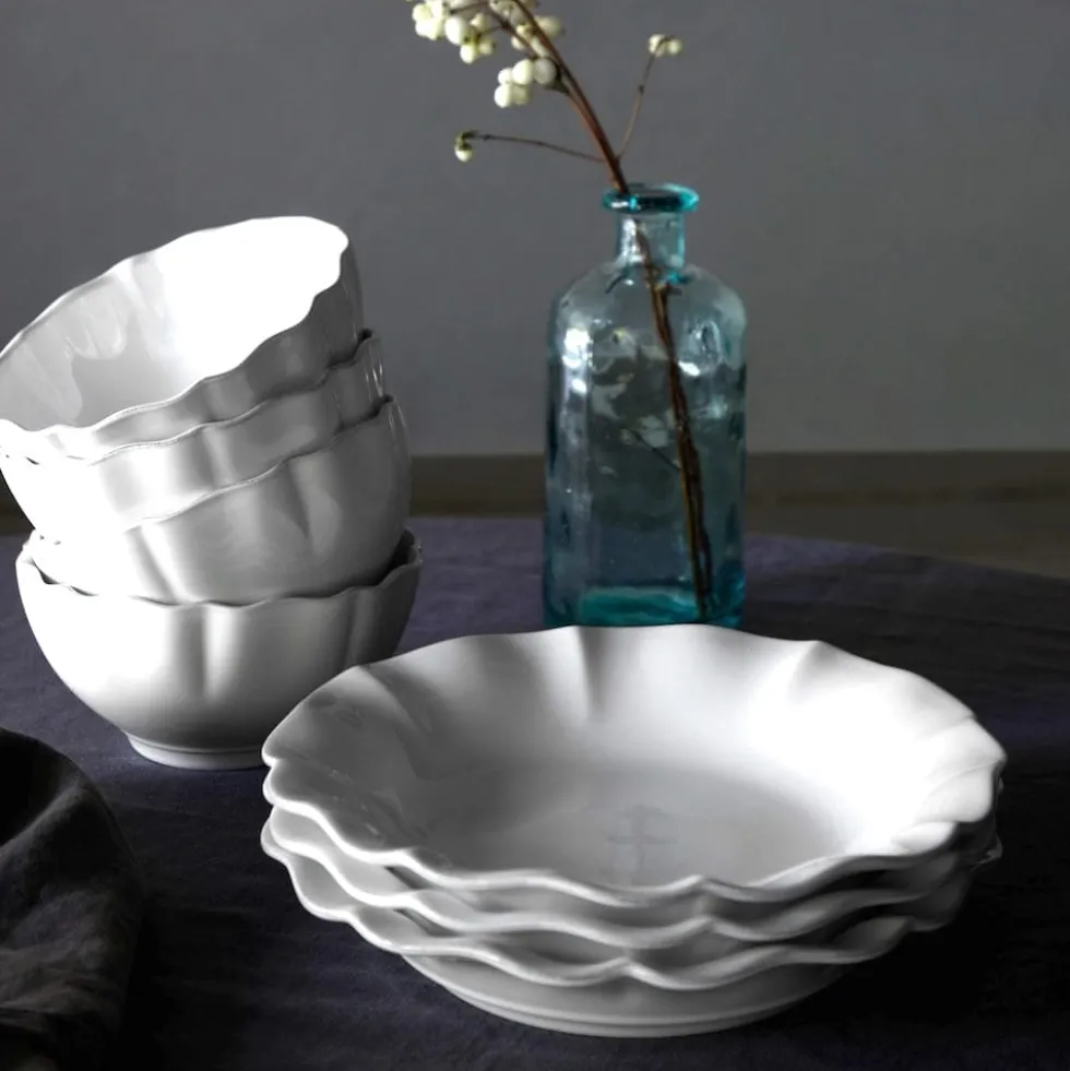 Assiette creuse en grès fin "Rosa" - Blanc
