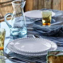 Assiette creuse en grès "Pearl" - 24cm