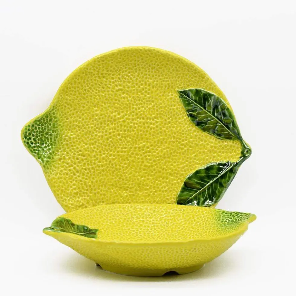 Assiette en céramique en forme de citron - 30cm
