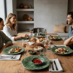 Assiette en céramique en forme de chou 31 cm - Verte