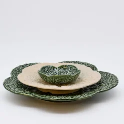 Assiette en céramique en forme de chou 31 cm - Verte
