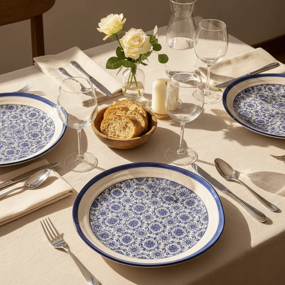 Assiette en céramique "Padrão" 27cm - Bleu