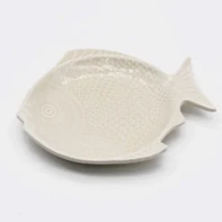 Assiette en forme de Poisson 16 cm - Blanc cassé