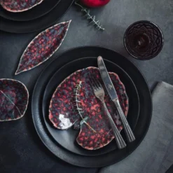 Assiette en grés "Alchemille" - Rouge