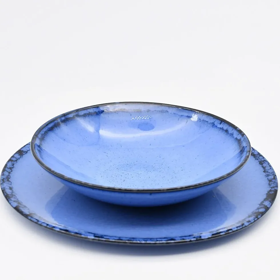 Assiette en grès "Amazonia" Bleue - 30cm