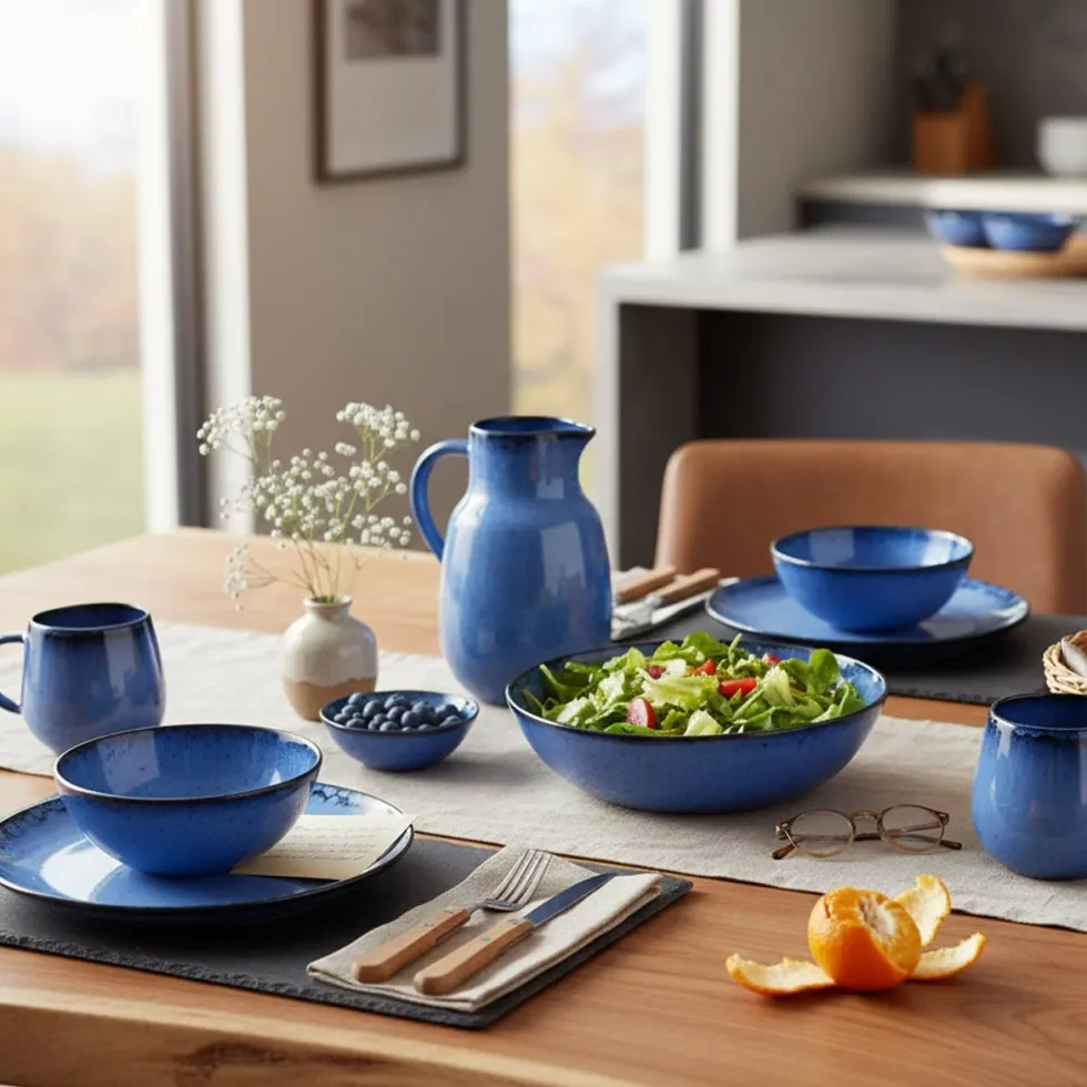 Assiette en grès "Amazonia" Bleue - 21cm