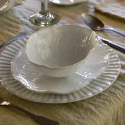Assiette en grès en forme de chou 23cm - Blanc