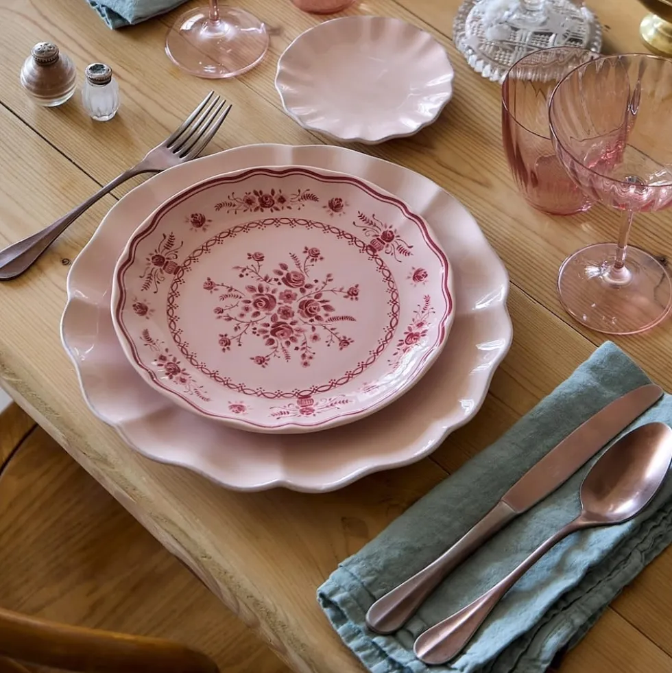 Assiette en grès fin "Vila" 21cm - Rose