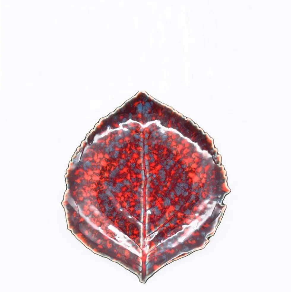 Assiette en grés "Hortensia" - Rouge