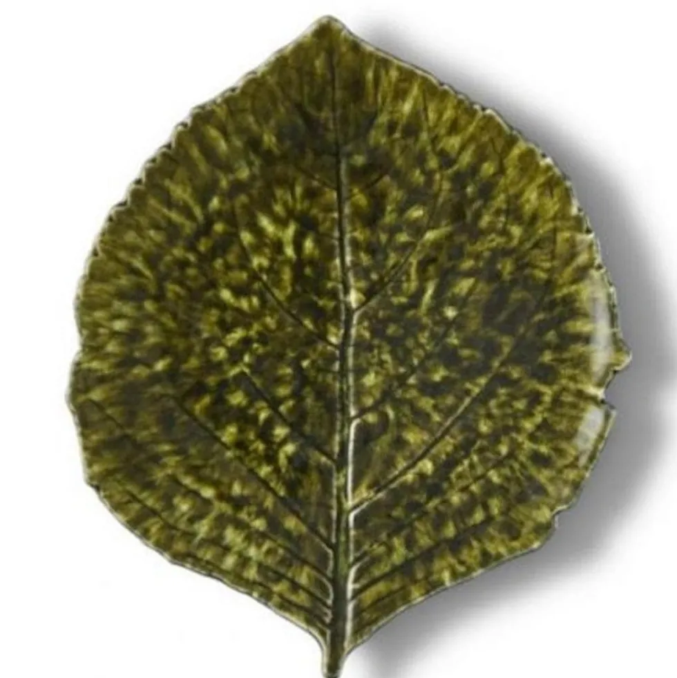 Assiette en grés "Hortensia" - Vert sombre