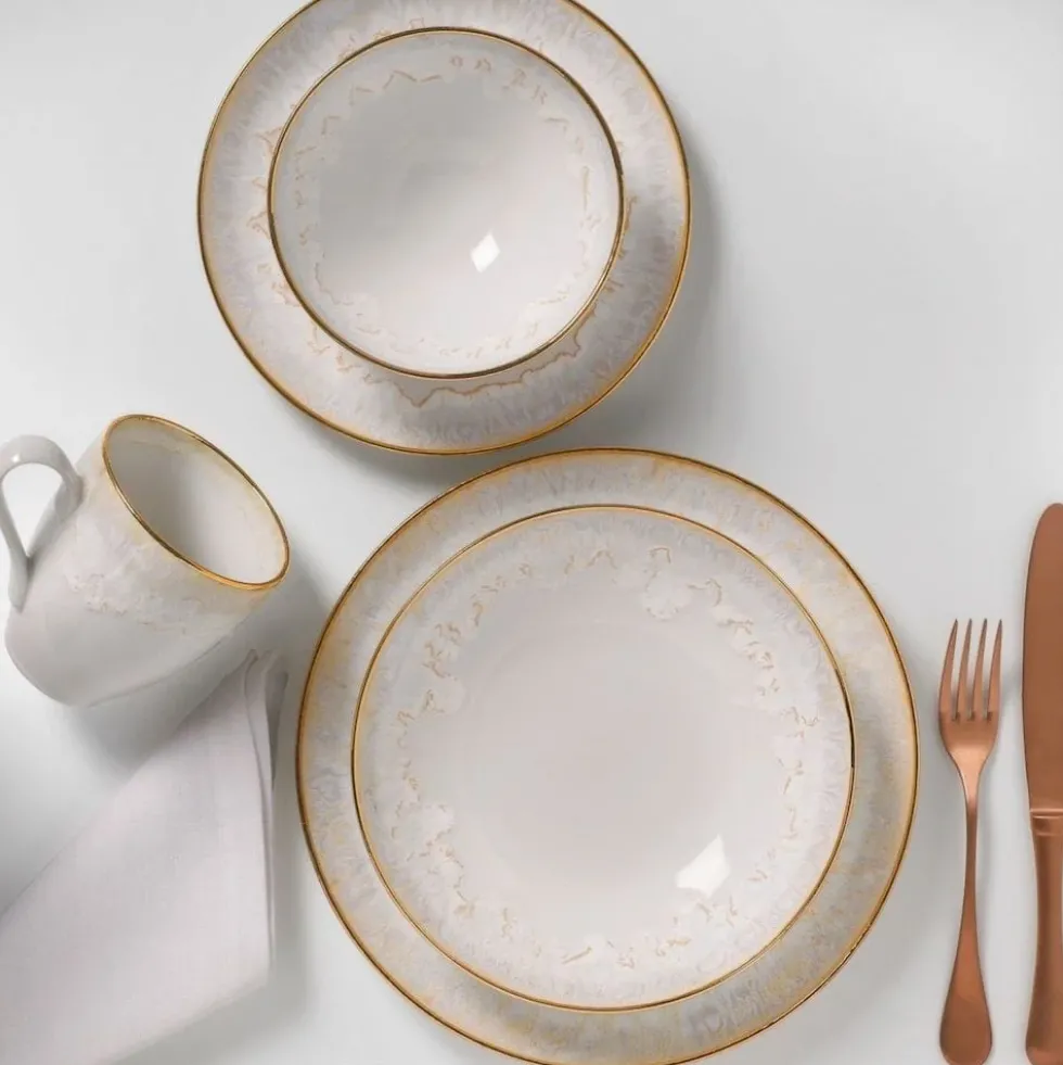 Assiette en grès "Taormina" 17cm - Dorée