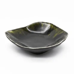Assiette en grès "Vigne" - Vert sombre
