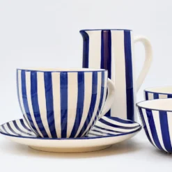 Assiette rayée "Costa Nova Mar" 20cm - Bleue