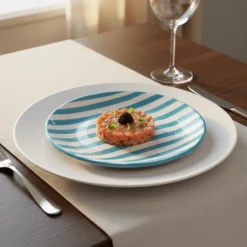 Assiette rayée "Costa Nova Mar" 20cm - Turquoise