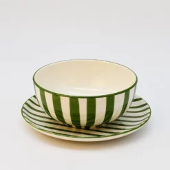 Assiette rayée "Costa Nova Mar" 20cm - Vert
