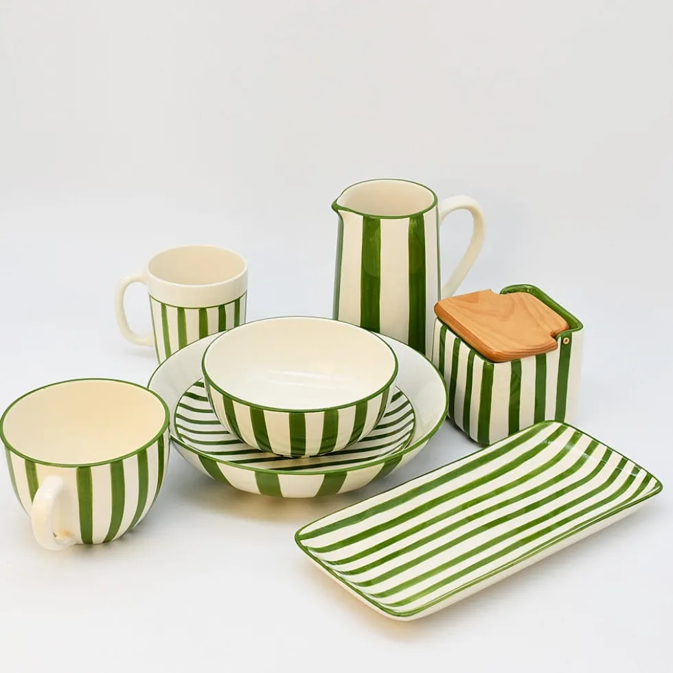 Assiette rayée "Costa Nova Mar" 20cm - Vert