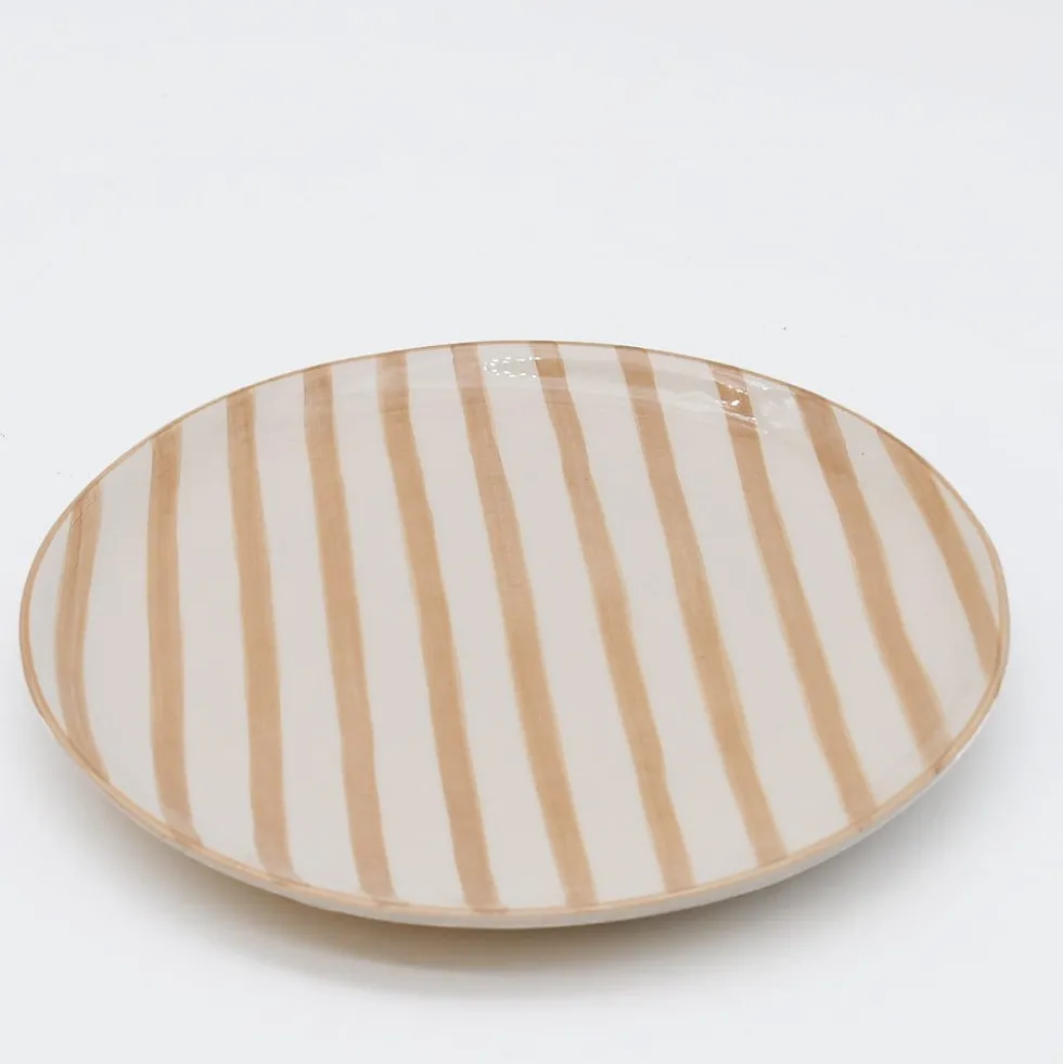 Assiette rayée "Costa Nova Mar" 15cm - Moka