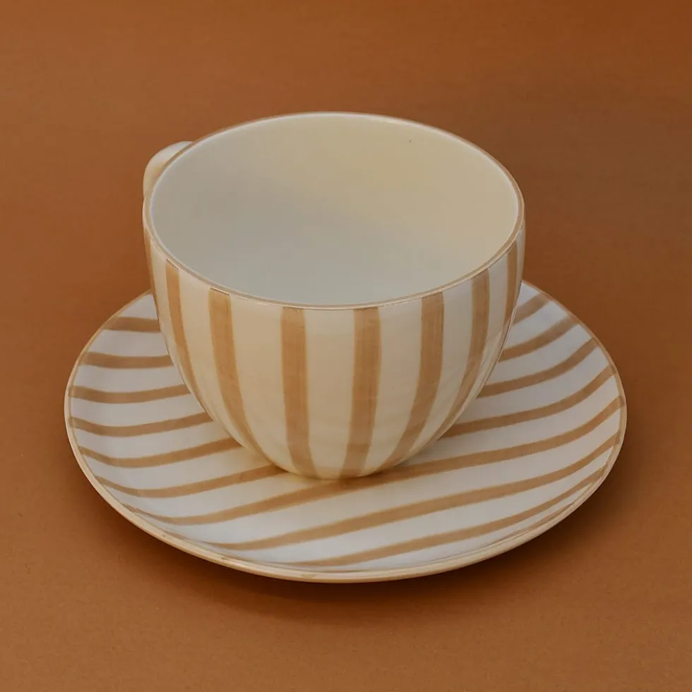 Assiette rayée "Costa Nova Mar" 15cm - Moka