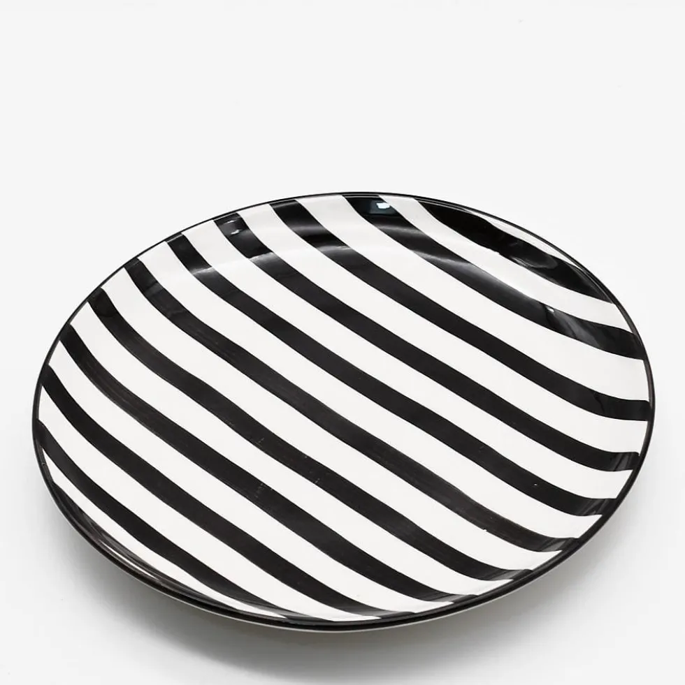 Assiette rayée "Costa Nova Mar" 15cm - Noire