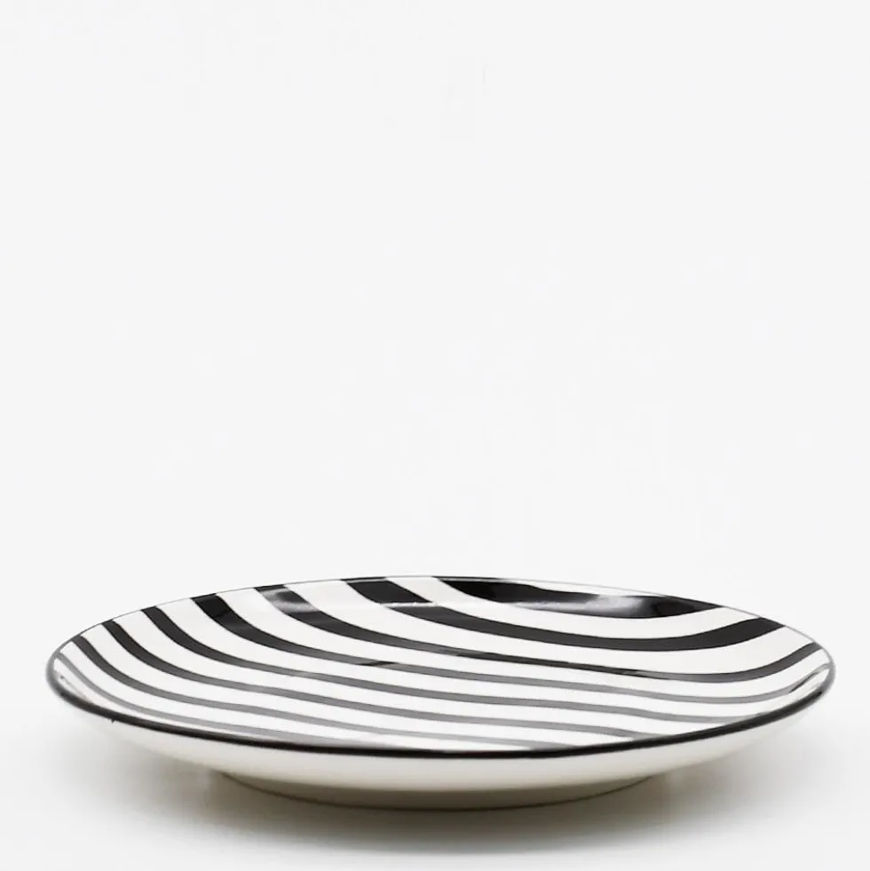 Assiette rayée "Costa Nova Mar" 15cm - Noire