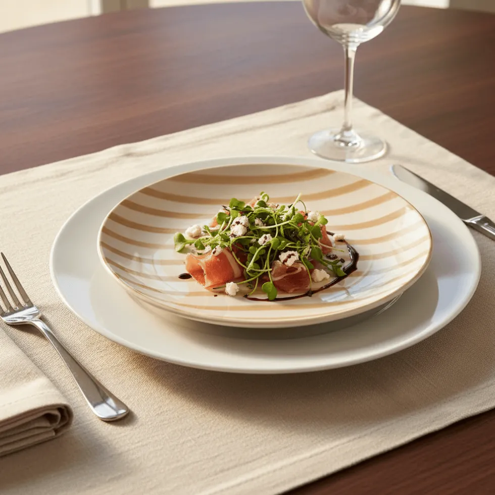 Assiette rayée "Costa Nova Mar" 20cm - Moka