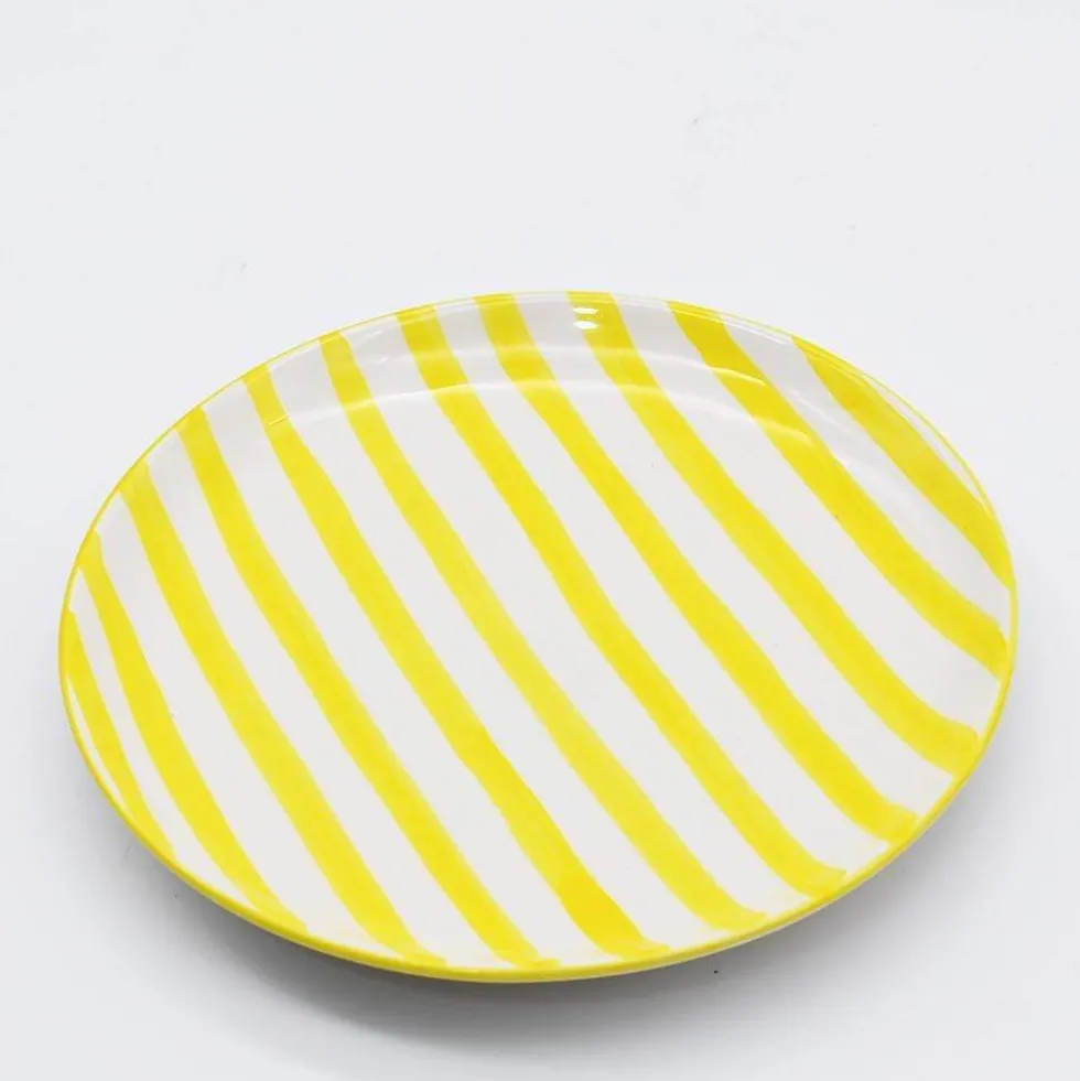 Assiette rayée "Costa Nova Mar" 15cm - Jaune