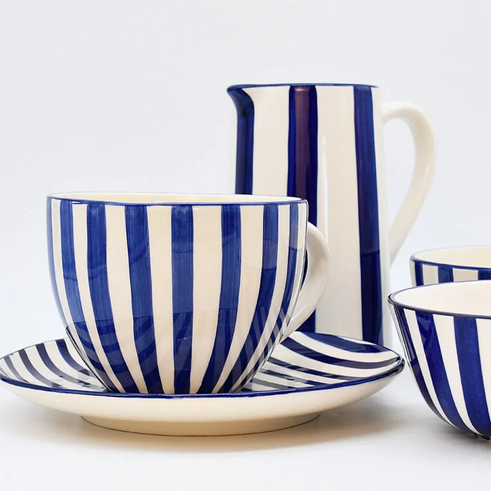 Assiette rayée "Costa Nova Mar" 15cm - Bleue