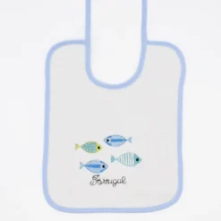 Bavoir en coton "Sardinhas" - Bleu