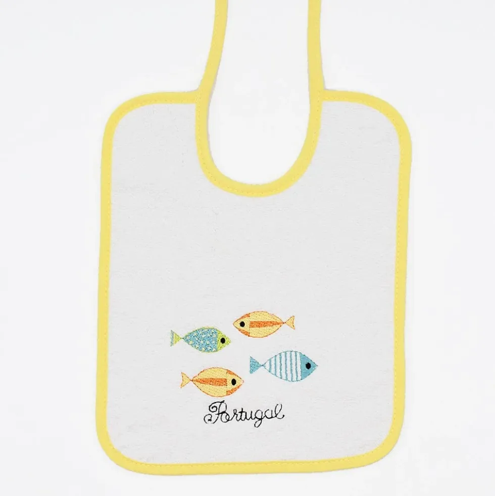 Bavoir en coton "Sardinhas" - Jaune