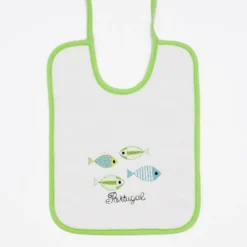 Bavoir en coton "Sardinhas" - Vert