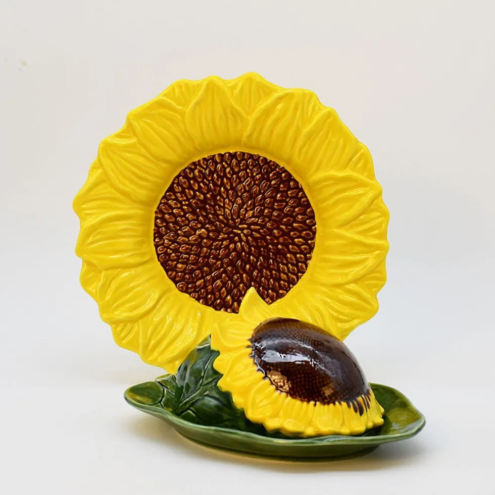 Beurrier en céramique en forme de Tournesol