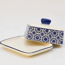 Beurrier en céramique "Padrão" - Bleu