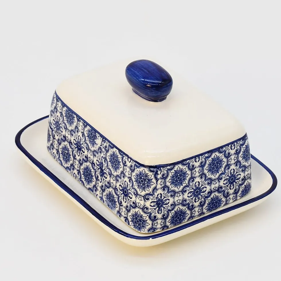 Beurrier en céramique "Padrão" - Bleu