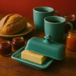 Beurrier en céramique - Turquoise