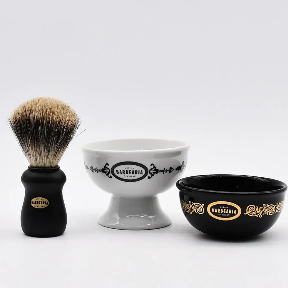 Blaireau en véritables poils de blaireau "Barbearia de Bairro"