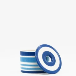 Boite à coton en céramique - Bleue